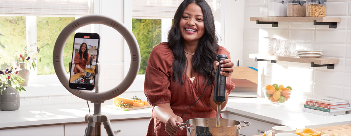 Princess House   Woman Hosting Live Stream In A Kitchen 